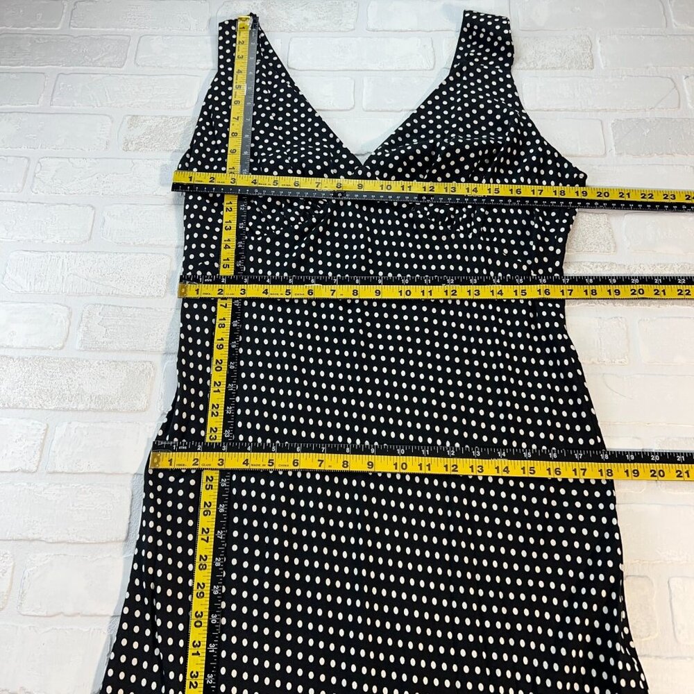 Reformation Beauden Midi Dress Womens 1X Black Polka Caviar Dot Ruched Crepe NEW - Picture 16 of 16